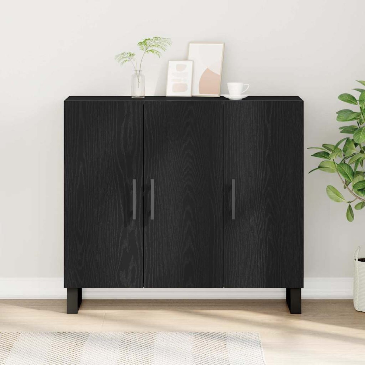 vidaXL Πλαϊνό γραφείο Μαύρη Οξυά 90 x 34 x 80 εκ. Επεξεργασμένο Ξύλο