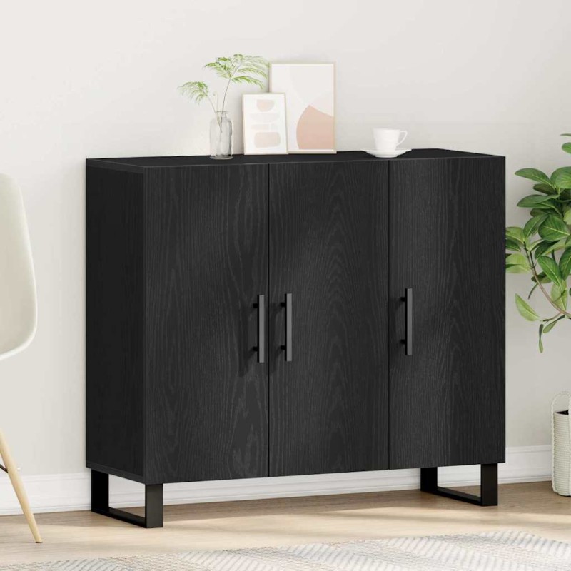 vidaXL Πλαϊνό γραφείο Μαύρη Οξυά 90 x 34 x 80 εκ. Επεξεργασμένο Ξύλο