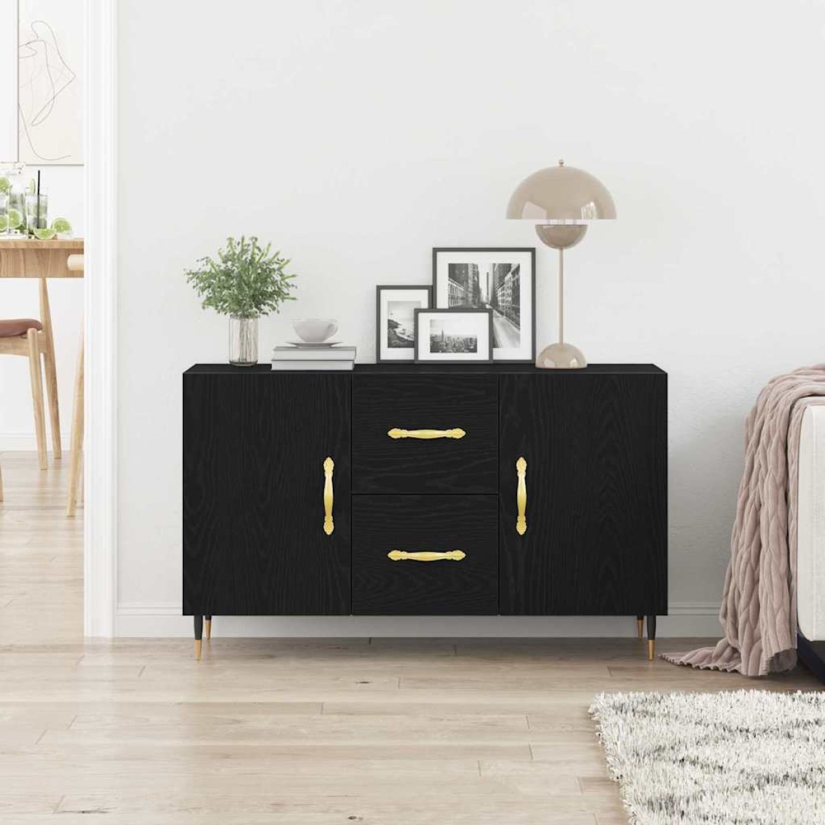 vidaXL Πλαϊνό γραφείο Μαύρη Οξυά 100 x 36 x 60 εκ. Επεξεργασμένο Ξύλο