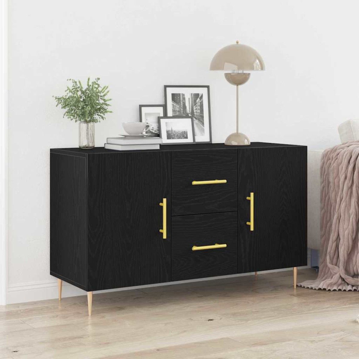 vidaXL Πλαϊνό γραφείο Μαύρη Οξυά 100 x 36 x 60 εκ. Επεξεργασμένο Ξύλο