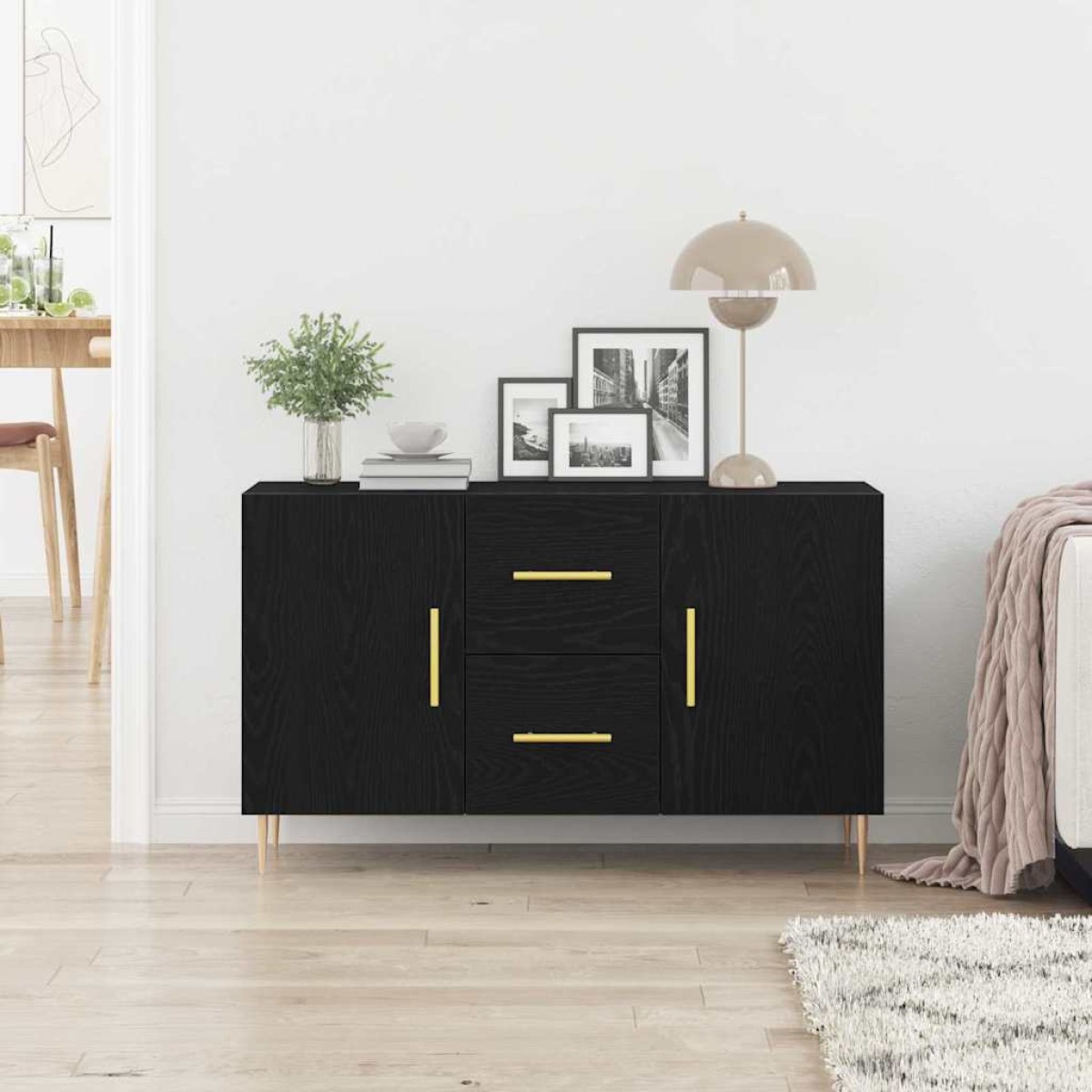vidaXL Πλαϊνό γραφείο Μαύρη Οξυά 100 x 36 x 60 εκ. Επεξεργασμένο Ξύλο