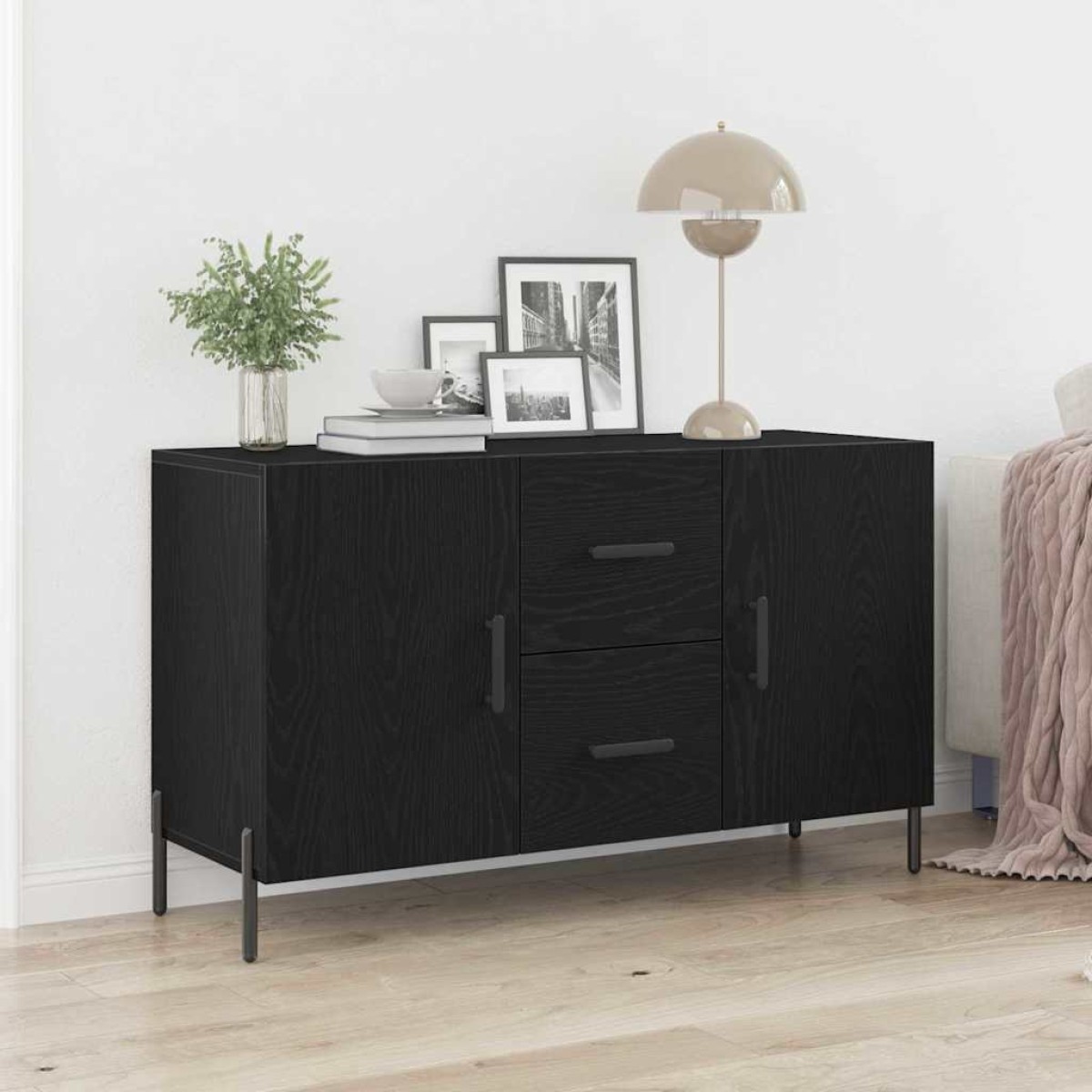 vidaXL Πλαϊνό γραφείο Μαύρη Οξυά 100 x 36 x 60 εκ. Επεξεργασμένο Ξύλο