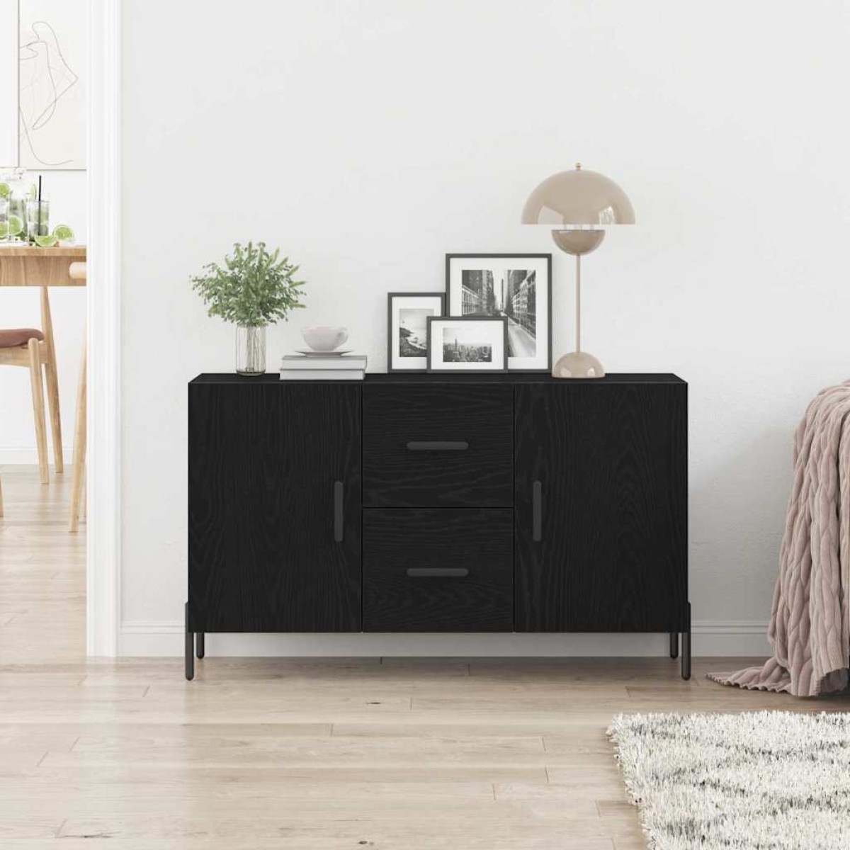 vidaXL Πλαϊνό γραφείο Μαύρη Οξυά 100 x 36 x 60 εκ. Επεξεργασμένο Ξύλο