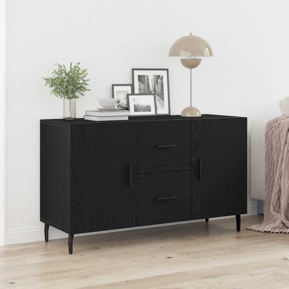 vidaXL Πλαϊνό γραφείο Μαύρη Οξυά 100 x 36 x 60 εκ. Επεξεργασμένο Ξύλο