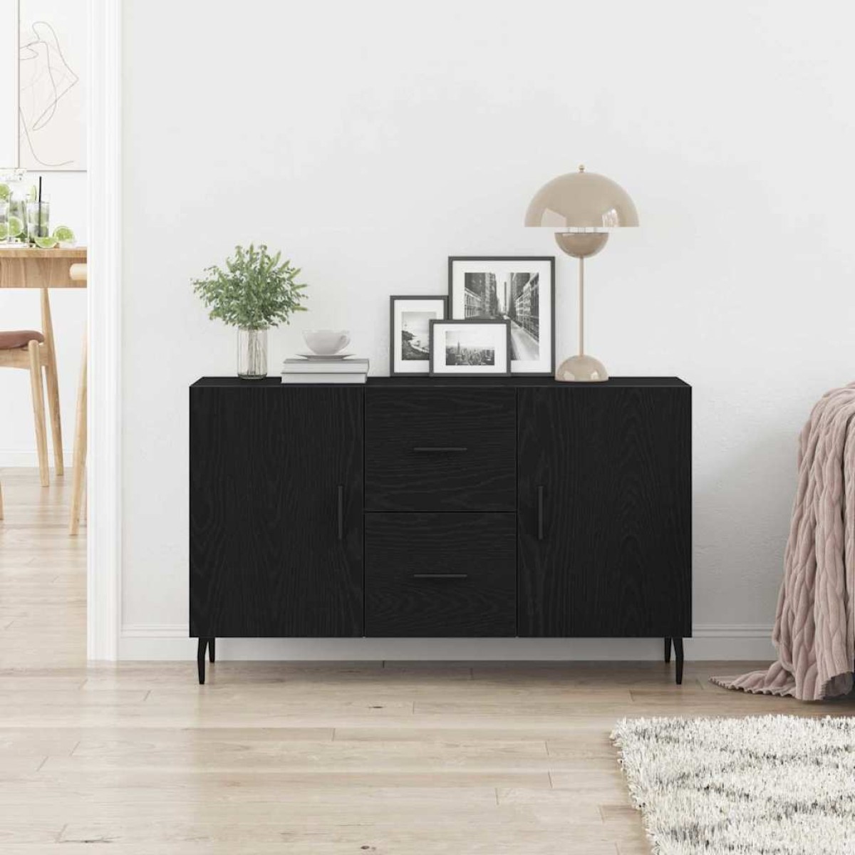 vidaXL Πλαϊνό γραφείο Μαύρη Οξυά 100 x 36 x 60 εκ. Επεξεργασμένο Ξύλο