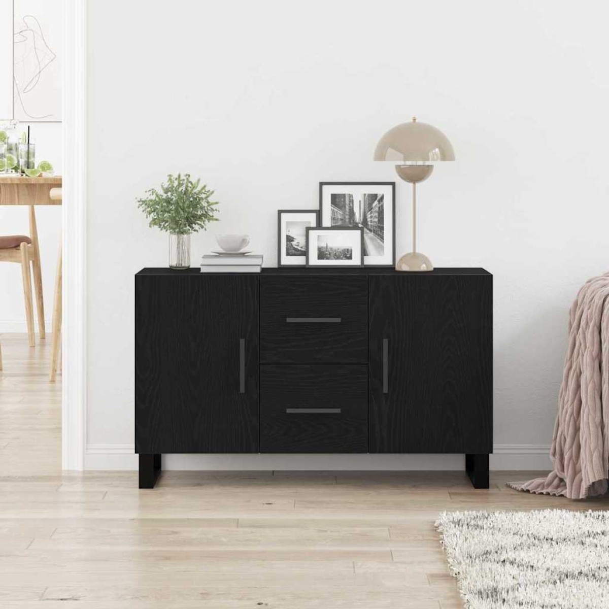 vidaXL Πλαϊνό γραφείο Μαύρη Οξυά 100 x 36 x 60 εκ. Επεξεργασμένο Ξύλο