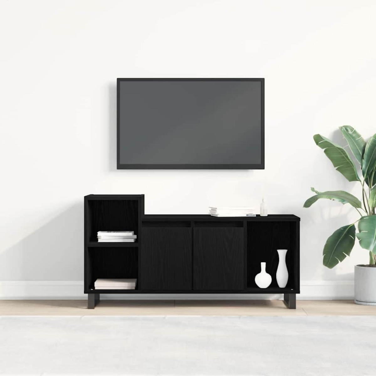 vidaXL Σετ επίπλου τηλεόρασης 100 x 35 x 55 εκ Μαύρη Οξυά