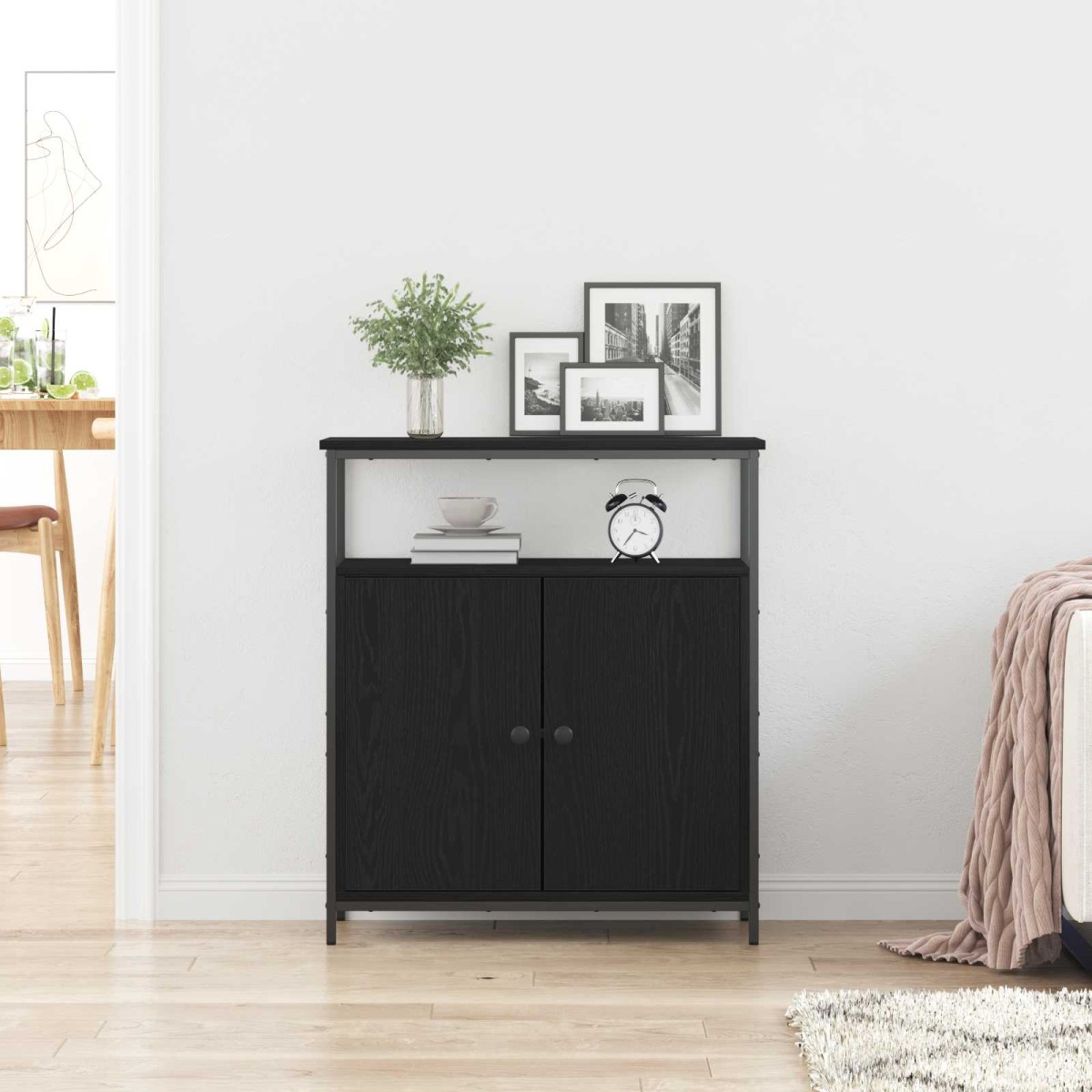 vidaXL Πλαϊνό γραφείο Μαύρη Οξυά 70 x 30 x 80 εκ. Επεξεργασμένο Ξύλο