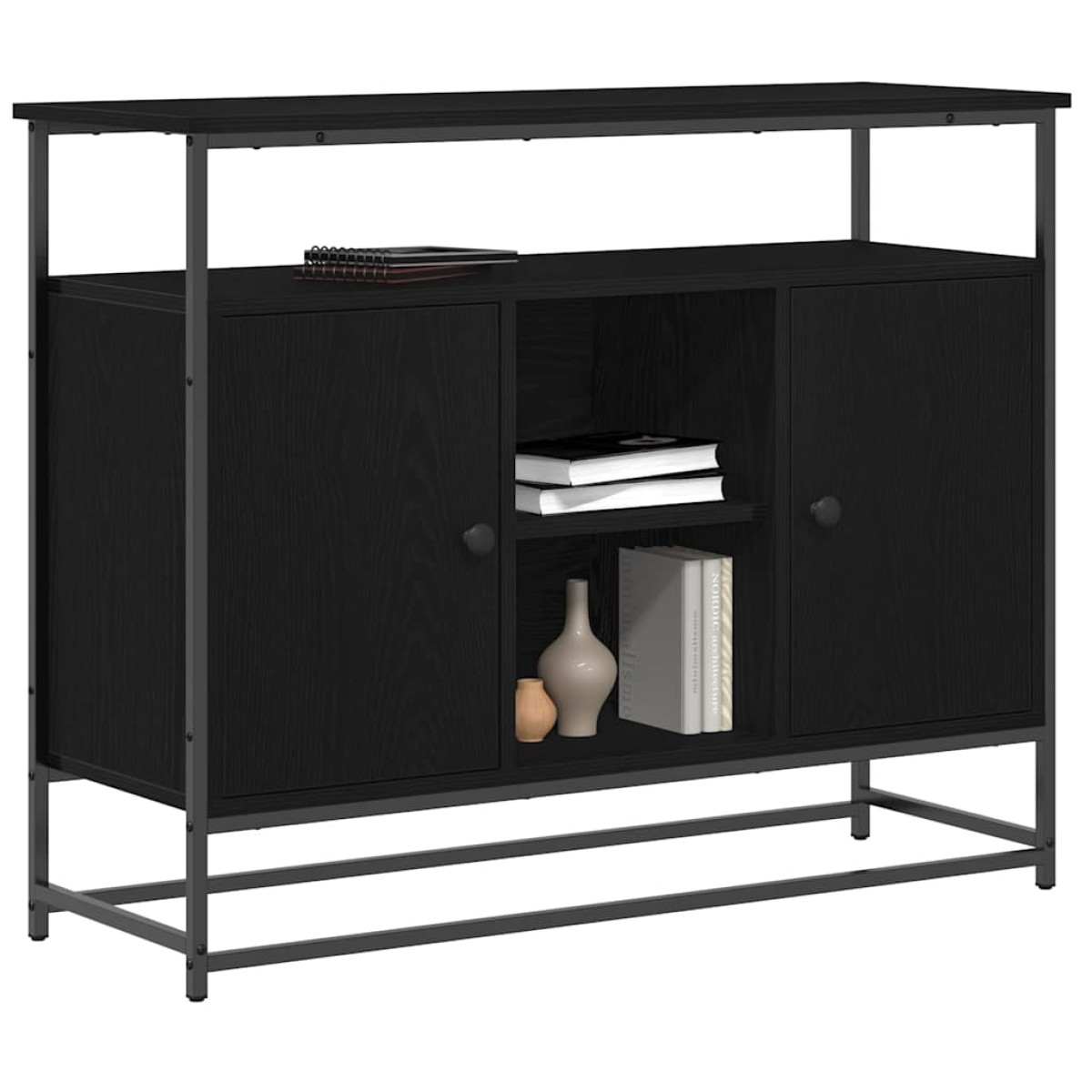 vidaXL Πλαϊνό γραφείο Μαύρη Οξυά 100 x 35 x 80 εκ. Επεξεργασμένο Ξύλο