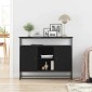 vidaXL Πλαϊνό γραφείο Μαύρη Οξυά 100 x 35 x 80 εκ. Επεξεργασμένο Ξύλο