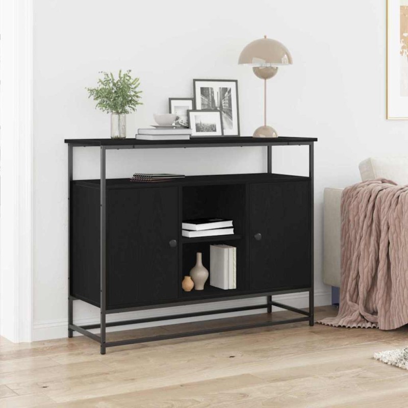 vidaXL Πλαϊνό γραφείο Μαύρη Οξυά 100 x 35 x 80 εκ. Επεξεργασμένο Ξύλο