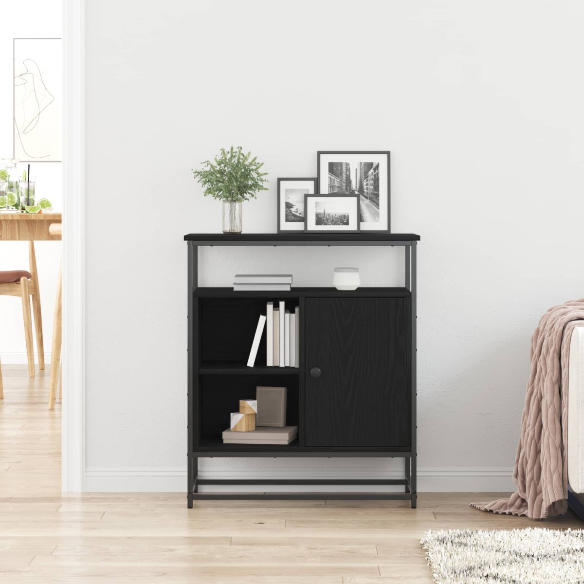 vidaXL Πλαϊνό γραφείο Μαύρη Οξυά 69 x 35 x 80 εκ Επεξεργασμένο Ξύλο