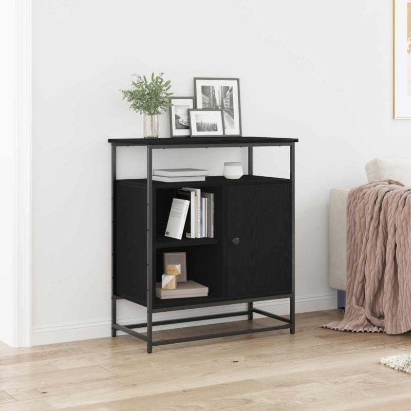 vidaXL Πλαϊνό γραφείο Μαύρη Οξυά 69 x 35 x 80 εκ Επεξεργασμένο Ξύλο