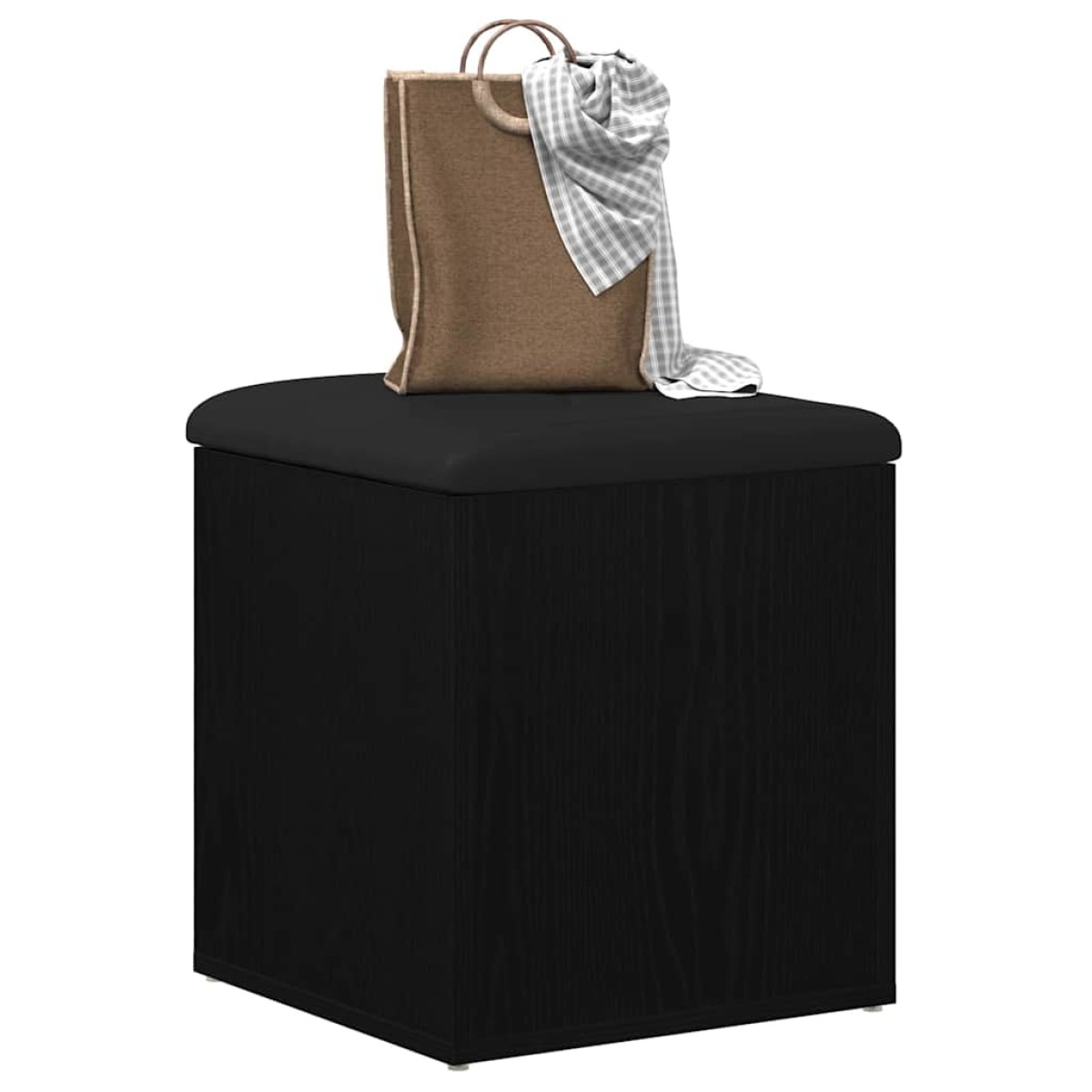 vidaXL Παγκάκι με αποθήκευση Μαύρη Οξυά 42 x 42 x 45 cm