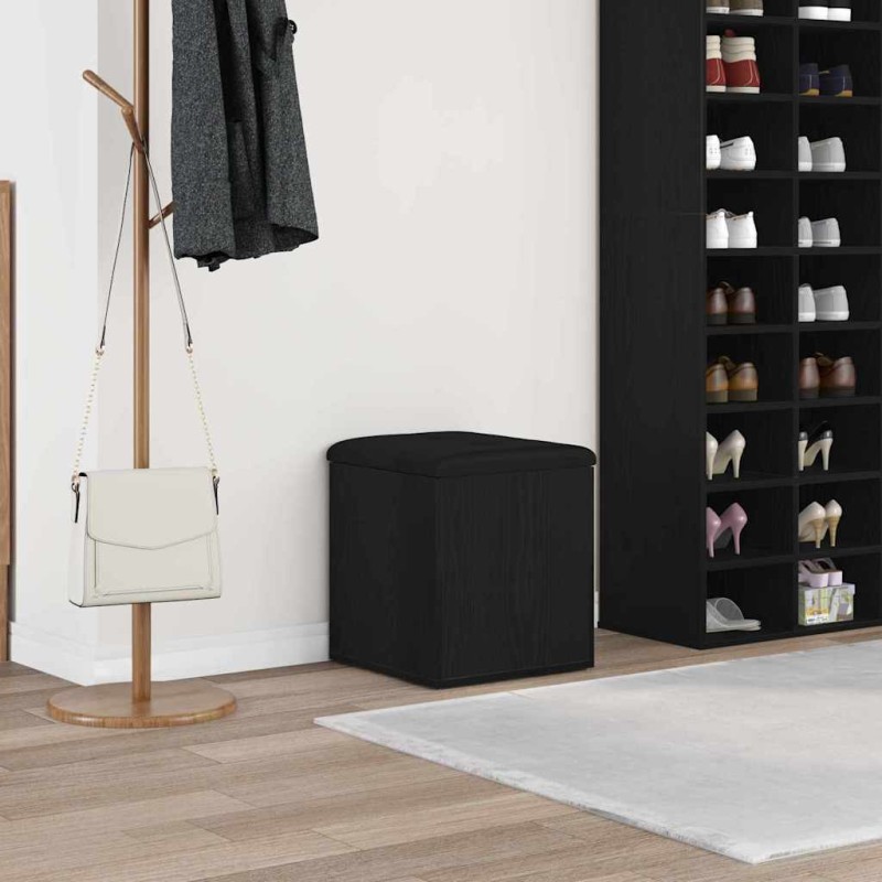 vidaXL Παγκάκι με αποθήκευση Μαύρη Οξυά 42 x 42 x 45 cm