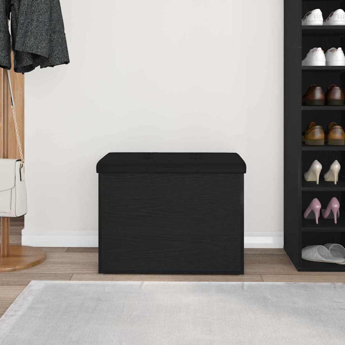 vidaXL Παγκάκι με αποθήκευση Μαύρη δρυς 62 x 42 x 45 εκ.
