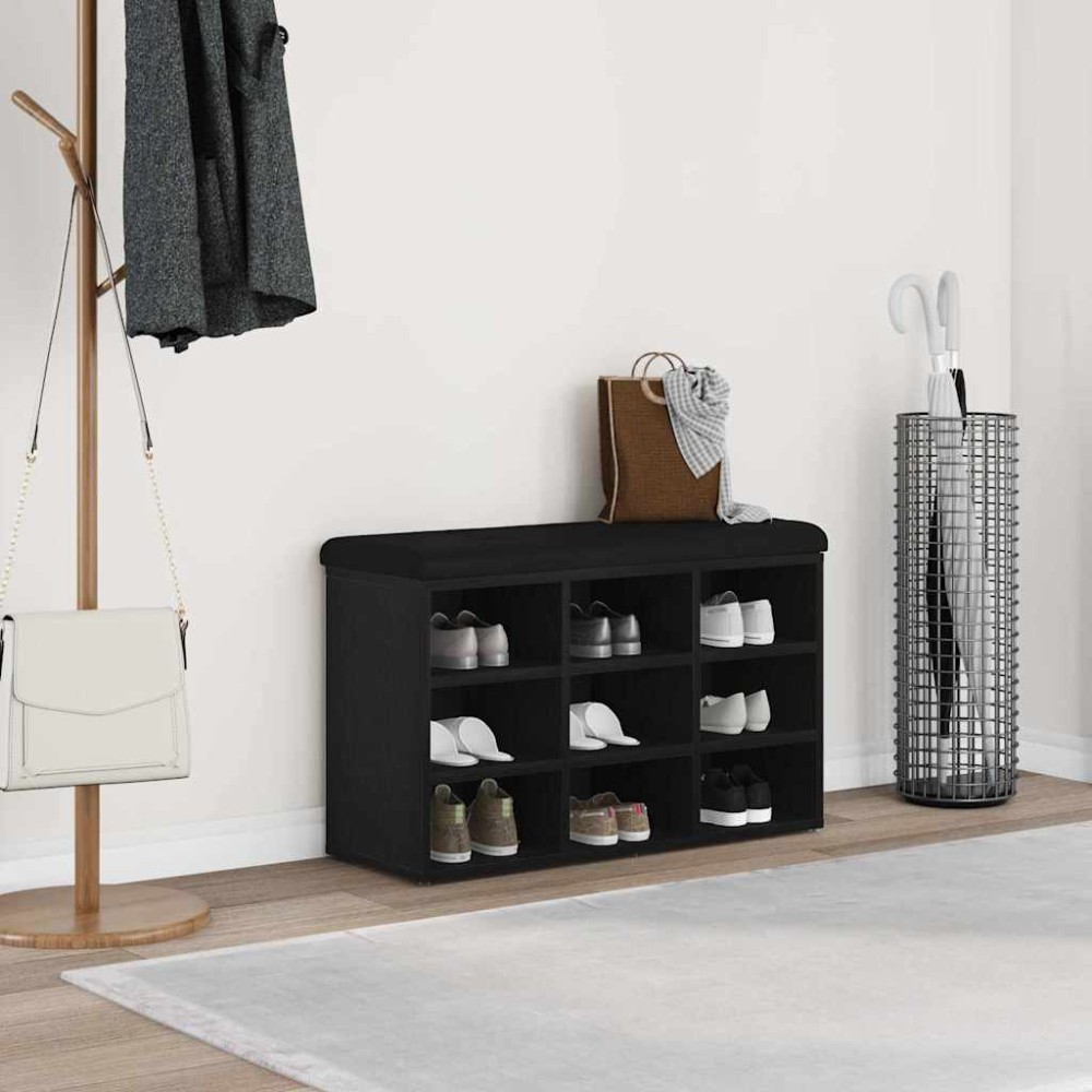 vidaXL Πάγκος για παπούτσια Μαύρο 82 x 32 x 50 cm Επεξεργασμένο Ξύλο