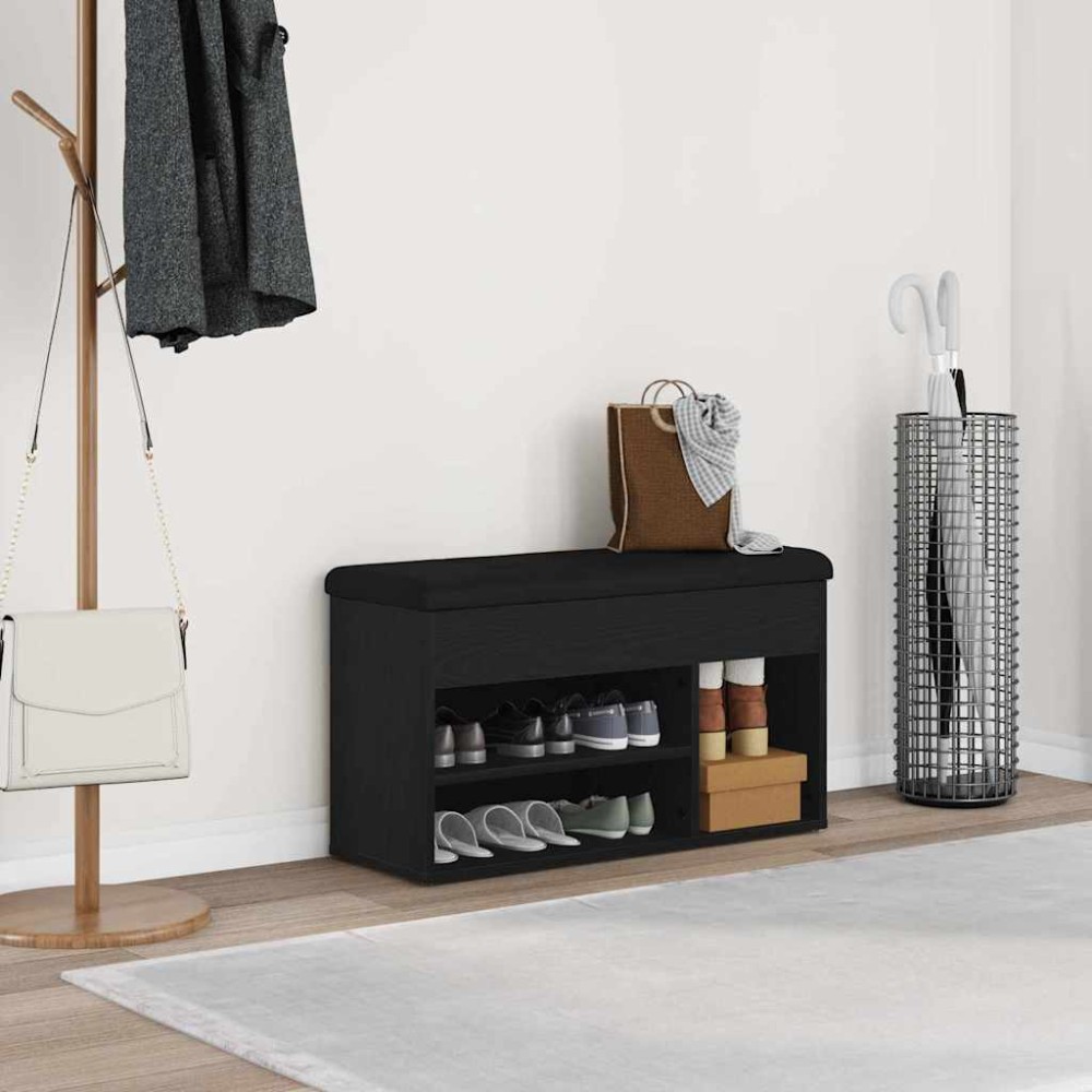 vidaXL Πάγκος για παπούτσια Μαύρο 80 x 30 x 45 cm Επεξεργασμένο Ξύλο