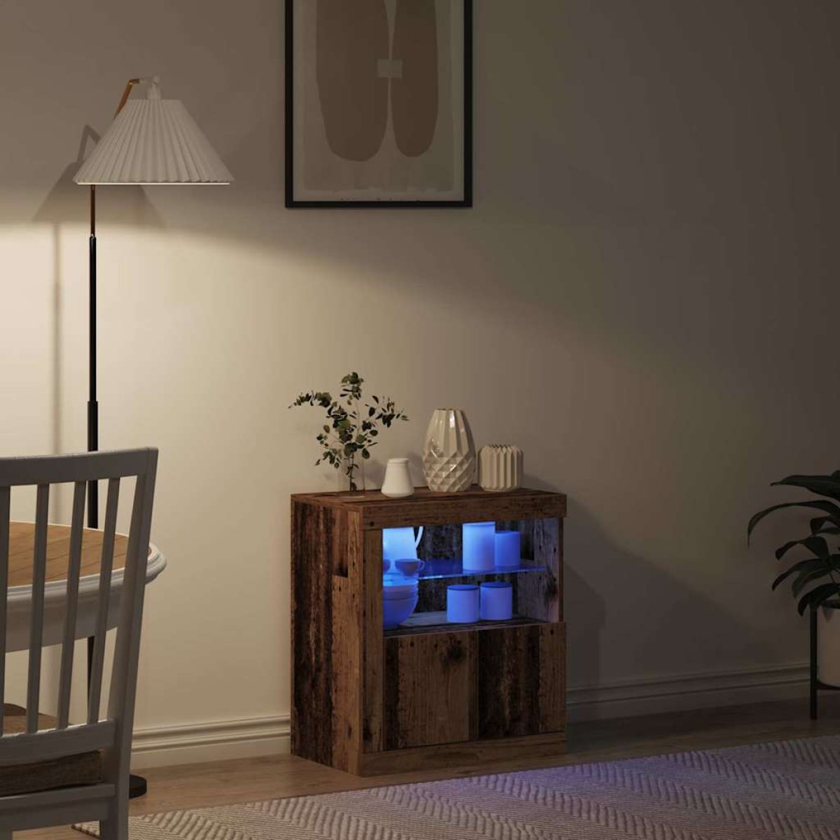 vidaXL Πλευρικό Τραπέζι LED Καφέ 60,5 x 37 x 67 εκ Επεξεργασμένο Ξύλο