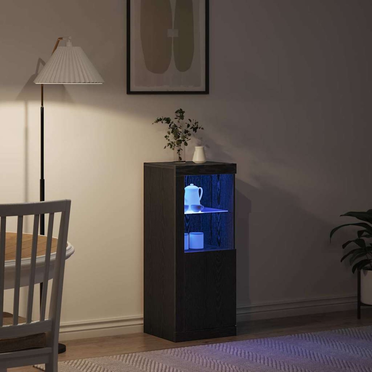 vidaXL Πλευρικό Τραπέζι LED Μαύρο 41 x 37 x 100 εκ Επεξεργασμένο Ξύλο