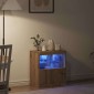 vidaXL Πλευρικό Τραπέζι LED Καφέ 60,5 x 37 x 67 εκ Επεξεργασμένο Ξύλο
