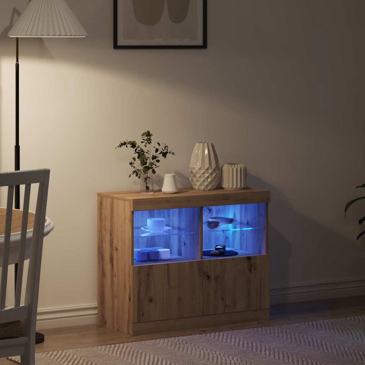 vidaXL Πλευρικό Τραπέζι LED Καφέ 81 x 37 x 66,5 εκ. Επεξεργασμένο Ξύλο