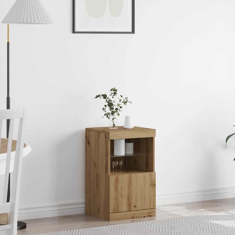 vidaXL Πλευρικό Τραπέζι LED Artisan Oak 41 x 37 x 67 εκ