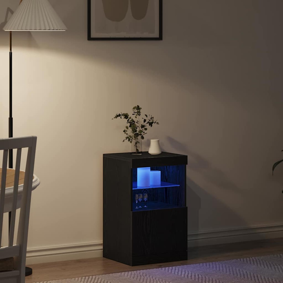vidaXL Πλευρικό Τραπέζι LED Μαύρη Οξυά 41 x 37 x 67 εκ