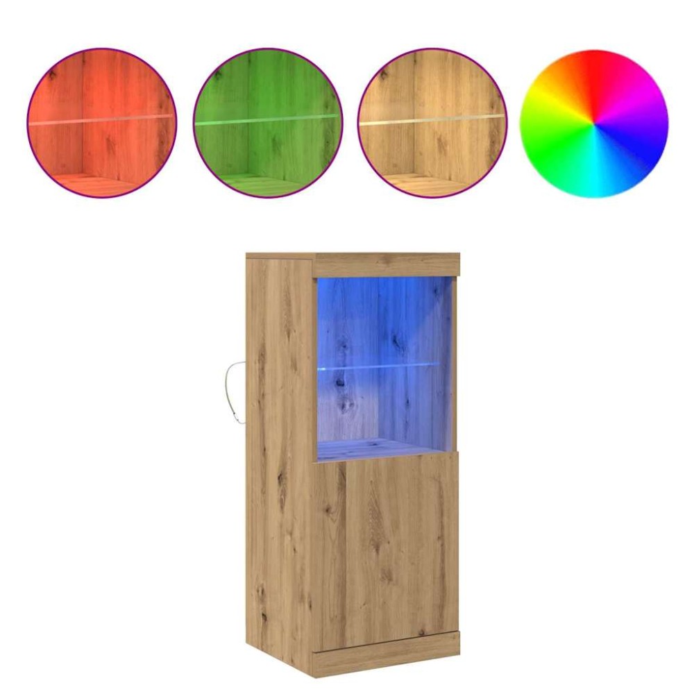 vidaXL Πλευρικό Τραπέζι LED Artisan Oak 41 x 37 x 100 εκ