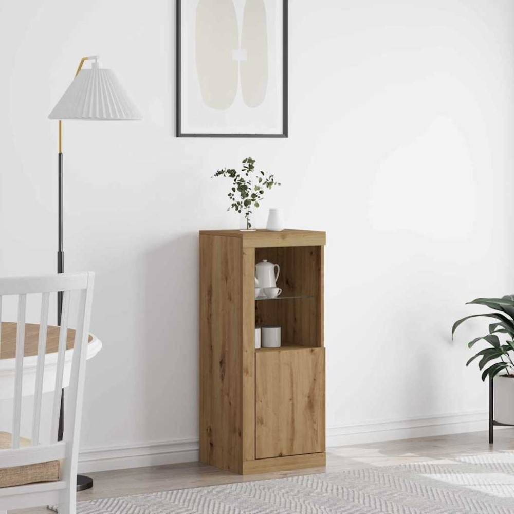 vidaXL Πλευρικό Τραπέζι LED Artisan Oak 41 x 37 x 100 εκ