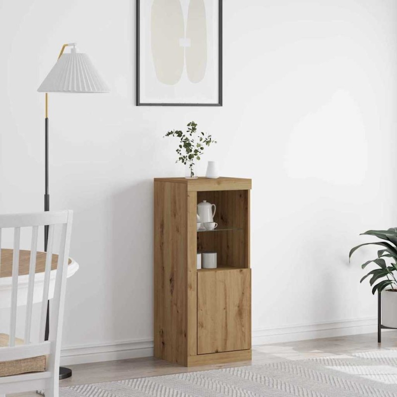 vidaXL Πλευρικό Τραπέζι LED Artisan Oak 41 x 37 x 100 εκ
