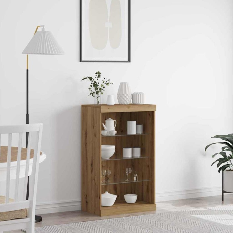 vidaXL Πλευρικό Τραπέζι LED Artisan Oak 60,5 x 37 x 100 εκ