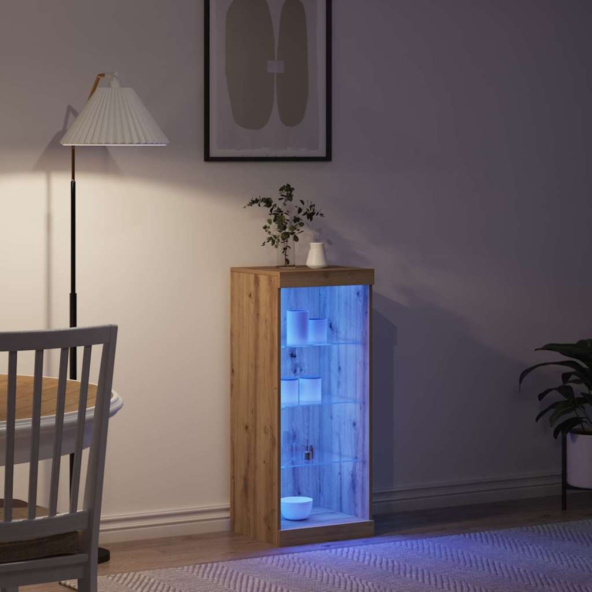 vidaXL Πλευρικό Τραπέζι LED Artisan Oak 41 x 37 x 100 εκ