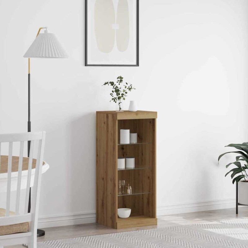 vidaXL Πλευρικό Τραπέζι LED Artisan Oak 41 x 37 x 100 εκ