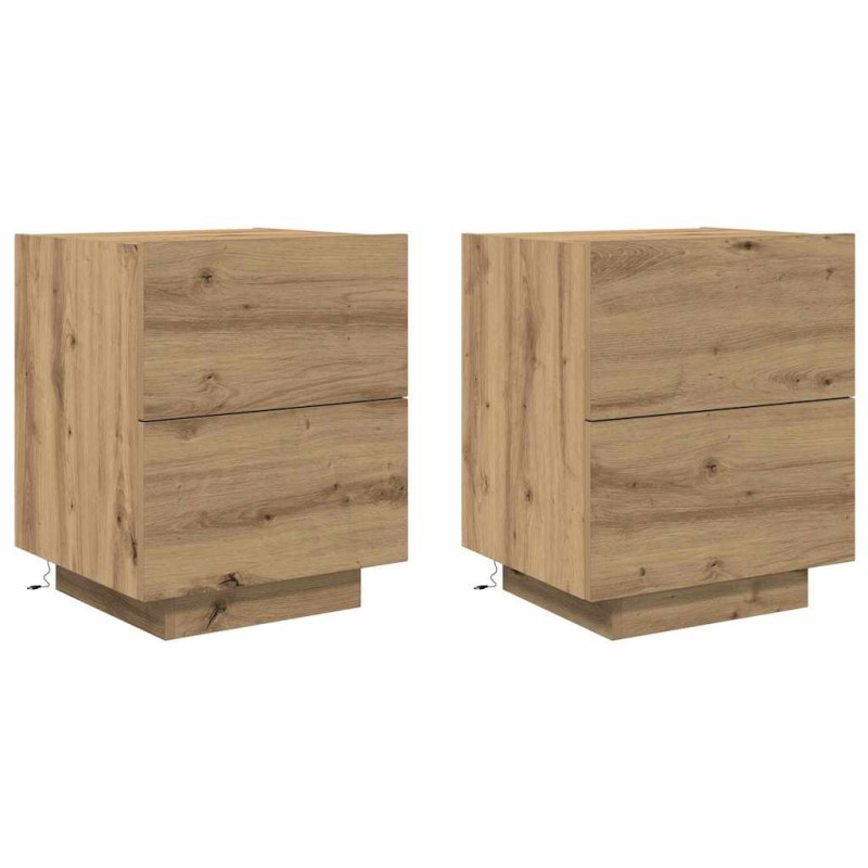 vidaXL Κομοδίνο 2 τεμ. Artisan Oak 45 x 40 x 55 εκ Επεξεργασμένο Ξύλο