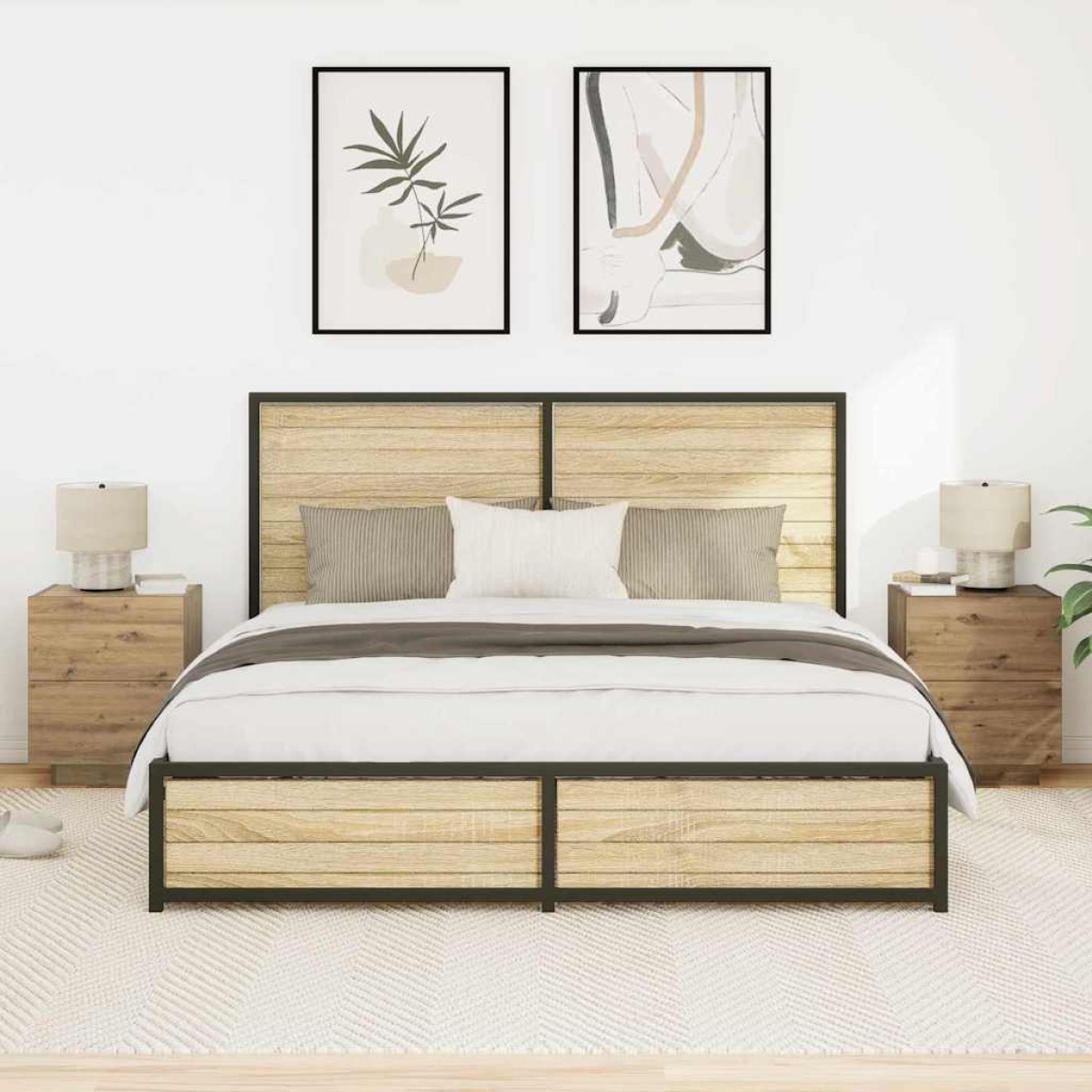vidaXL Κομοδίνο 2 τεμ. Artisan Oak 45 x 40 x 55 εκ Επεξεργασμένο Ξύλο