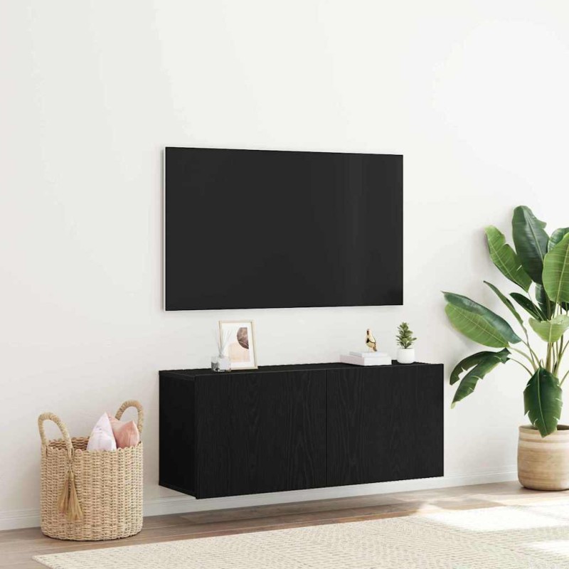 vidaXL Σετ επίπλου τηλεόρασης 100 x 30 x 41 εκ. Μαύρη Οξυά