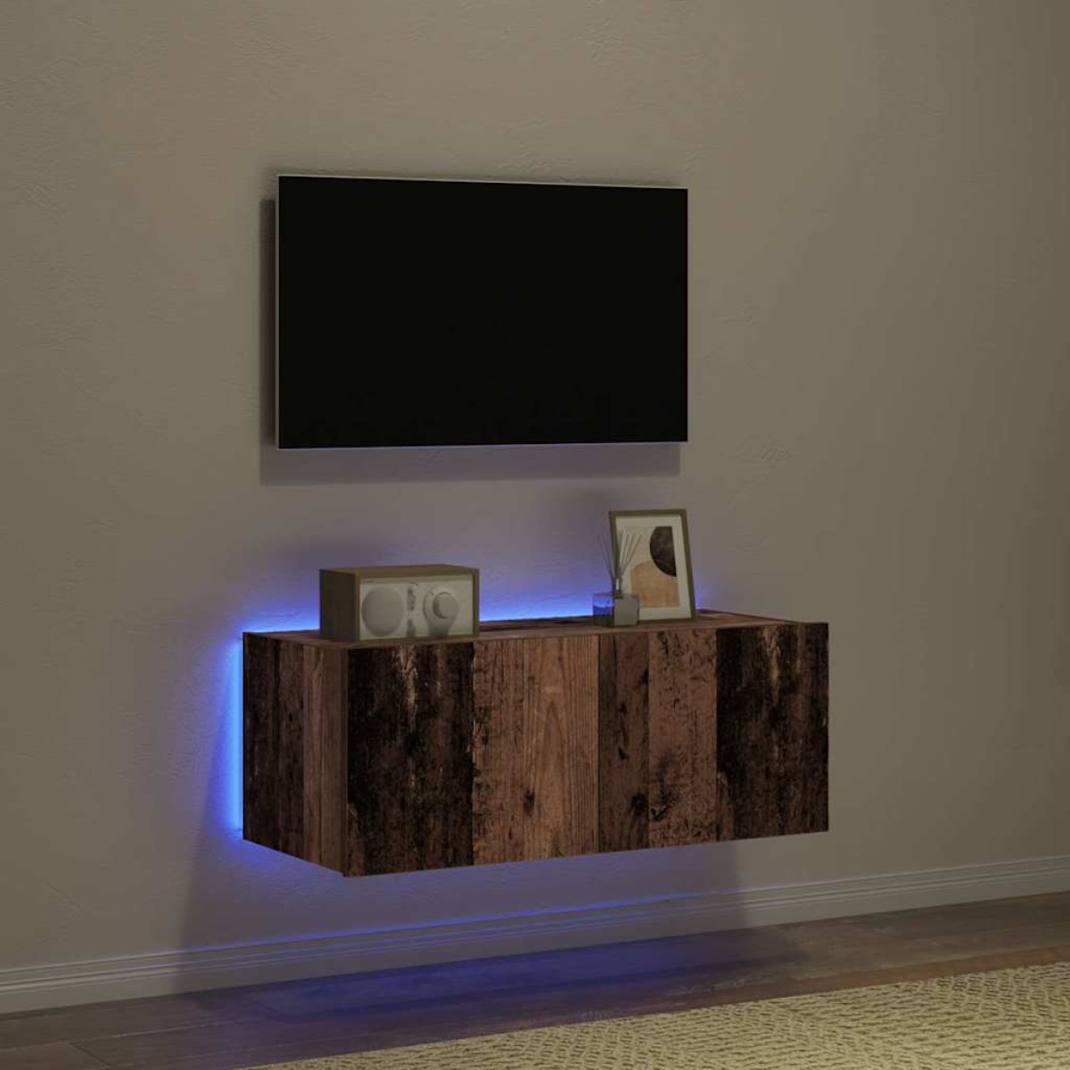 vidaXL Ντουλάπι Τηλεόρασης Τοίχου 80 x 35 x 31 cm Παλιό ξύλο