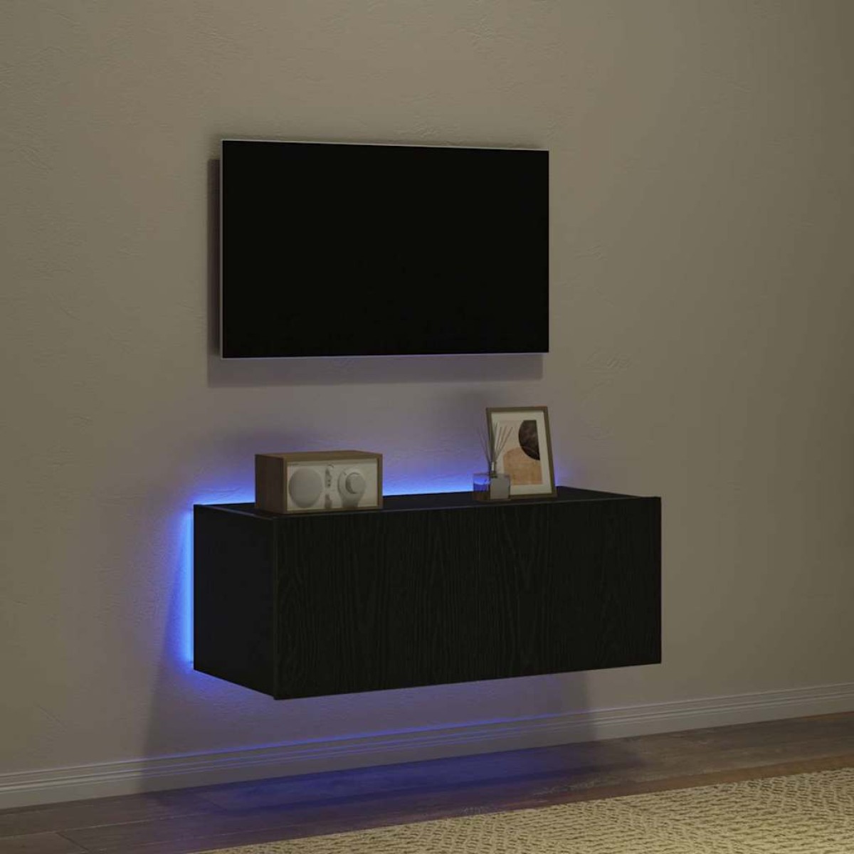 vidaXL Ντουλάπι Τηλεόρασης Τοίχου 80 x 35 x 31 cm Μαύρη Οξυά