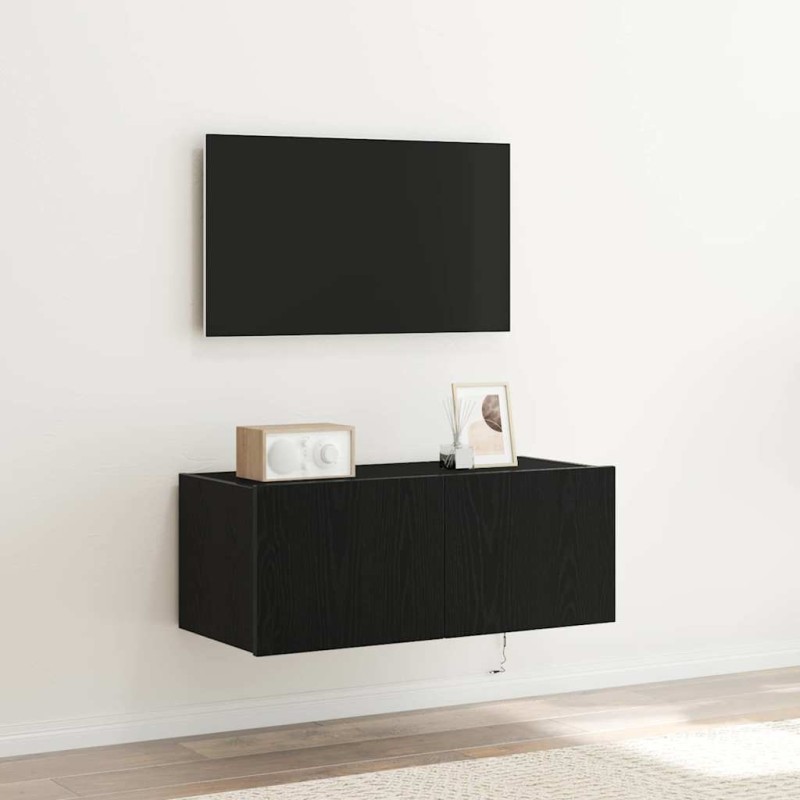 vidaXL Ντουλάπι Τηλεόρασης Τοίχου 80 x 35 x 31 cm Μαύρη Οξυά