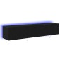 vidaXL Ντουλάπι Τηλεόρασης Τοίχου 2 τμχ. Μαύρη Οξυά Επεξεργασμένο Ξύλο
