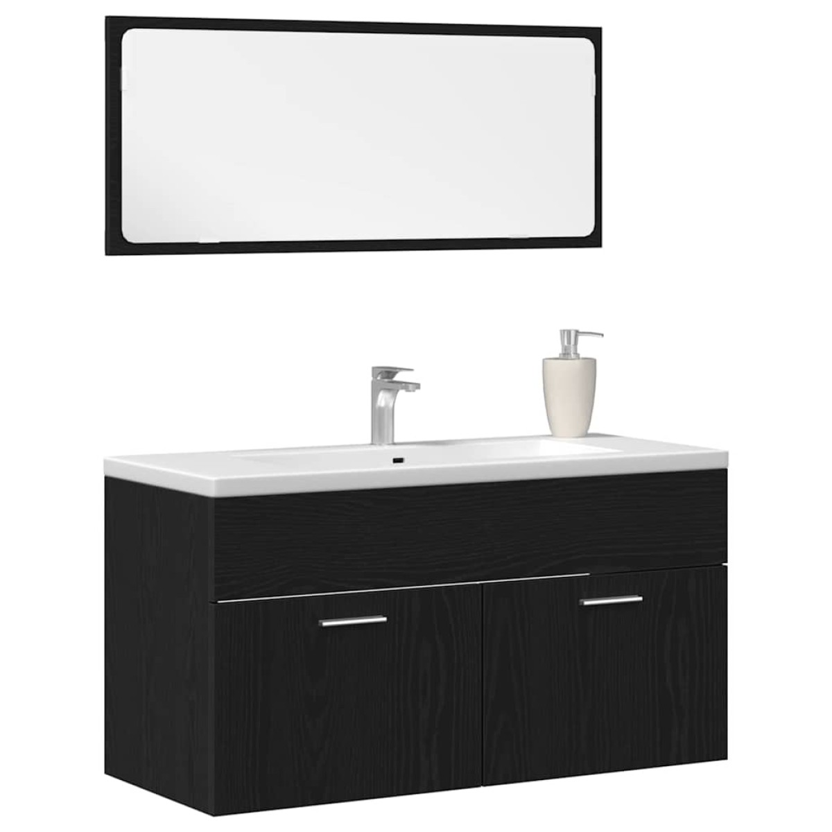 vidaXL Σετ Επίπλων Μπάνιου 2 τμχ. Μαύρη Οξυά 90 x 38,5 x 46 cm