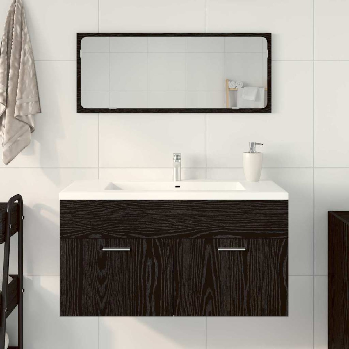 vidaXL Σετ Επίπλων Μπάνιου 2 τμχ. Μαύρη Οξυά 90 x 38,5 x 46 cm