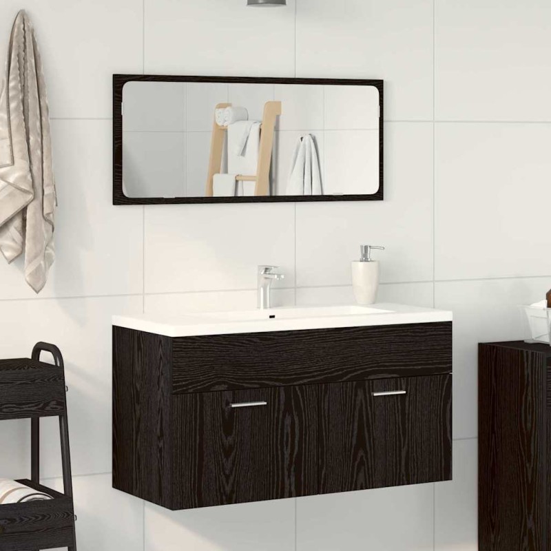 vidaXL Σετ Επίπλων Μπάνιου 2 τμχ. Μαύρη Οξυά 90 x 38,5 x 46 cm