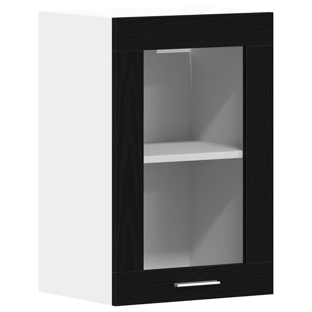 vidaXL Κρεμαστό Γυάλινο Ντουλάπι Μαύρο Δρυς 40x31x60 εκ. από Τεχνητό Ξύλο