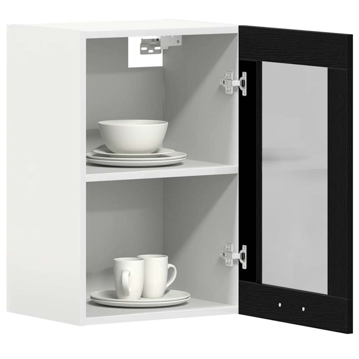 vidaXL Κρεμαστό Γυάλινο Ντουλάπι Μαύρο Δρυς 40x31x60 εκ. από Τεχνητό Ξύλο