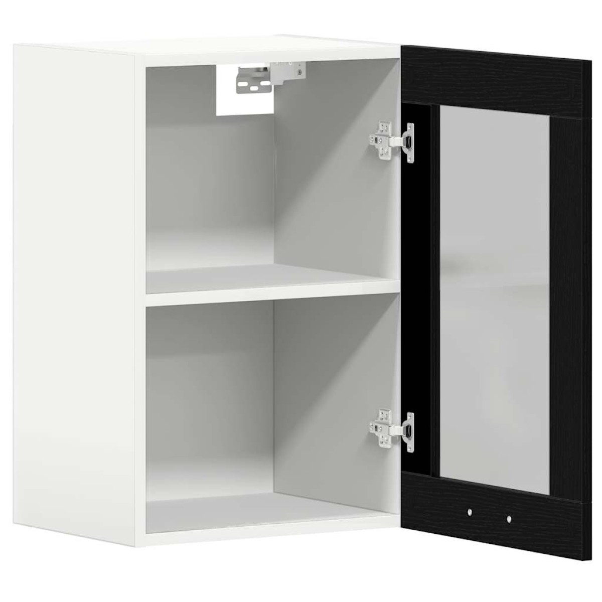 vidaXL Κρεμαστό Γυάλινο Ντουλάπι Μαύρο Δρυς 40x31x60 εκ. από Τεχνητό Ξύλο