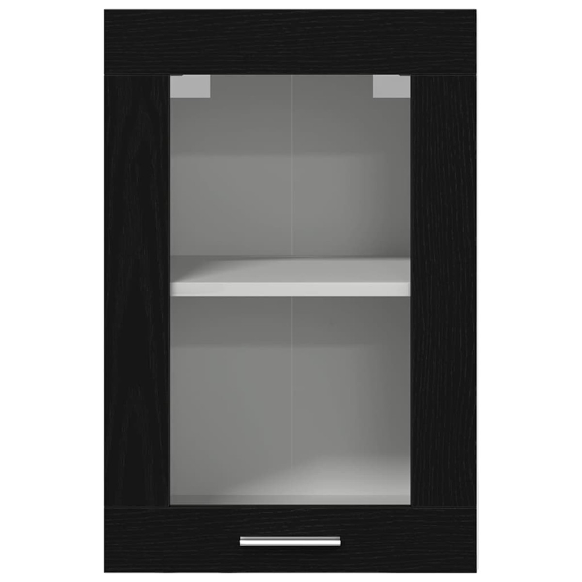vidaXL Κρεμαστό Γυάλινο Ντουλάπι Μαύρο Δρυς 40x31x60 εκ. από Τεχνητό Ξύλο