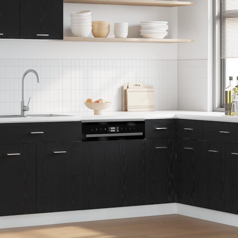 vidaXL Πλαίσιο Πλυντηρίου Πιάτων Lyon Μαύρο Δρυς 60x1,5x67 εκ. από Τεχνητό Ξύλο