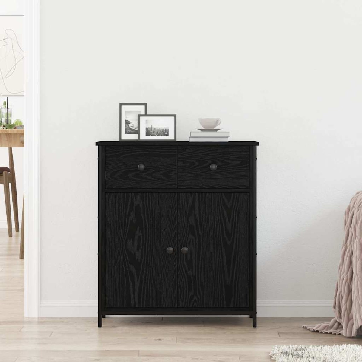 vidaXL Πλαϊνό γραφείο Μαύρη Οξυά 70 x 30 x 80 εκ. Επεξεργασμένο Ξύλο